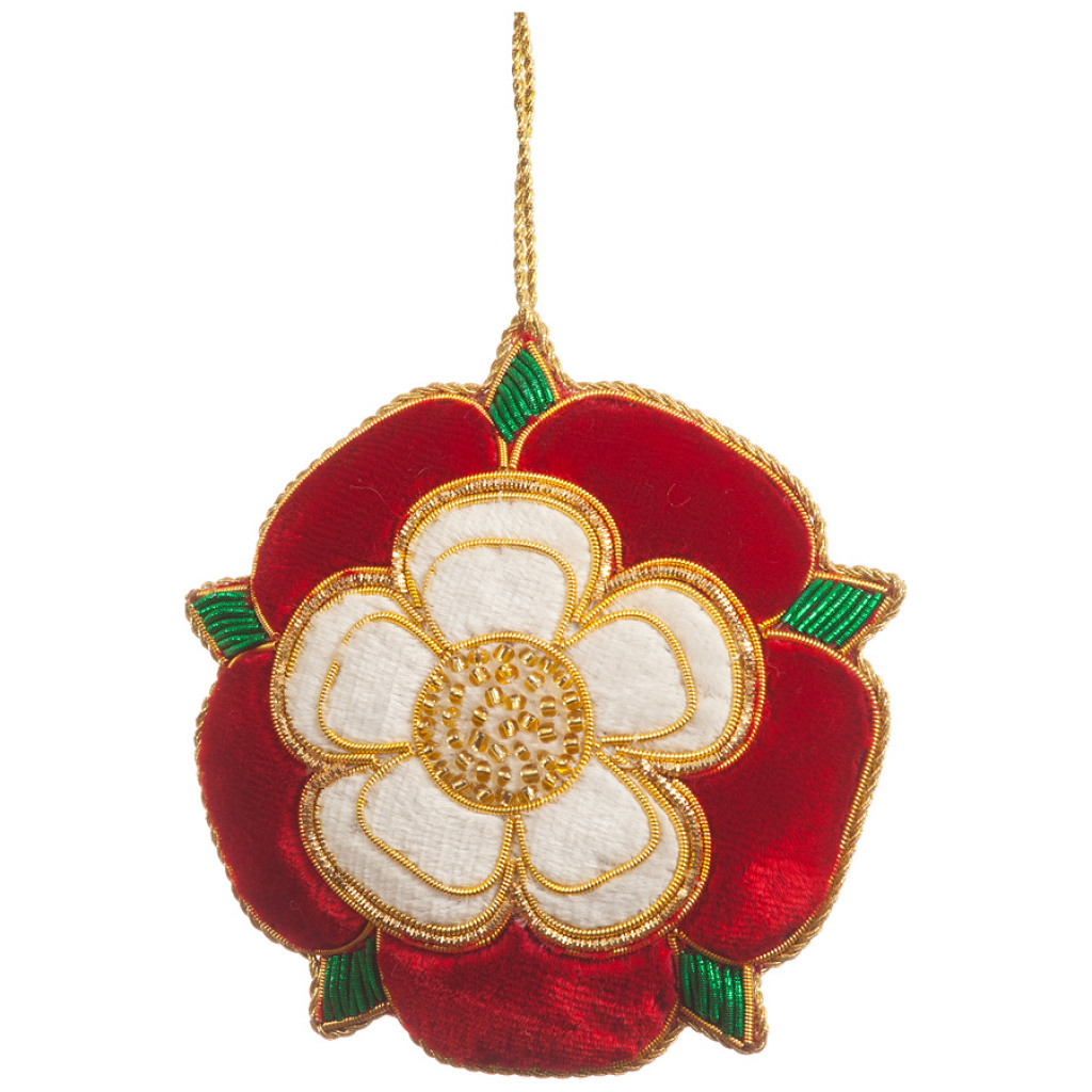 Red and White Velvet Tudor Rose - St. Nicolas